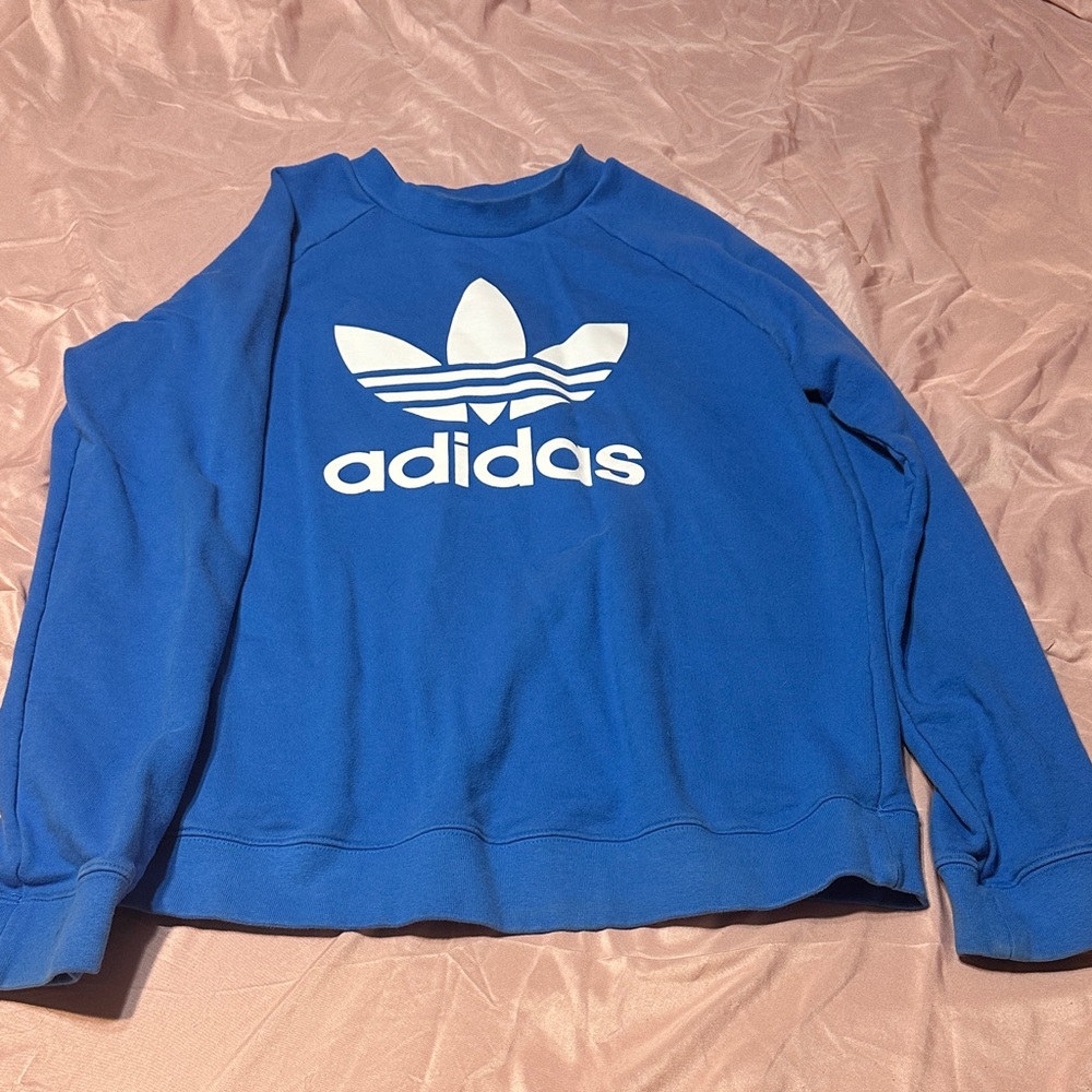 Adidas Women's Off-Shoulder Blue Sweater